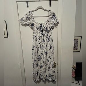 Moon River White and Black Nautical Maxi Dress